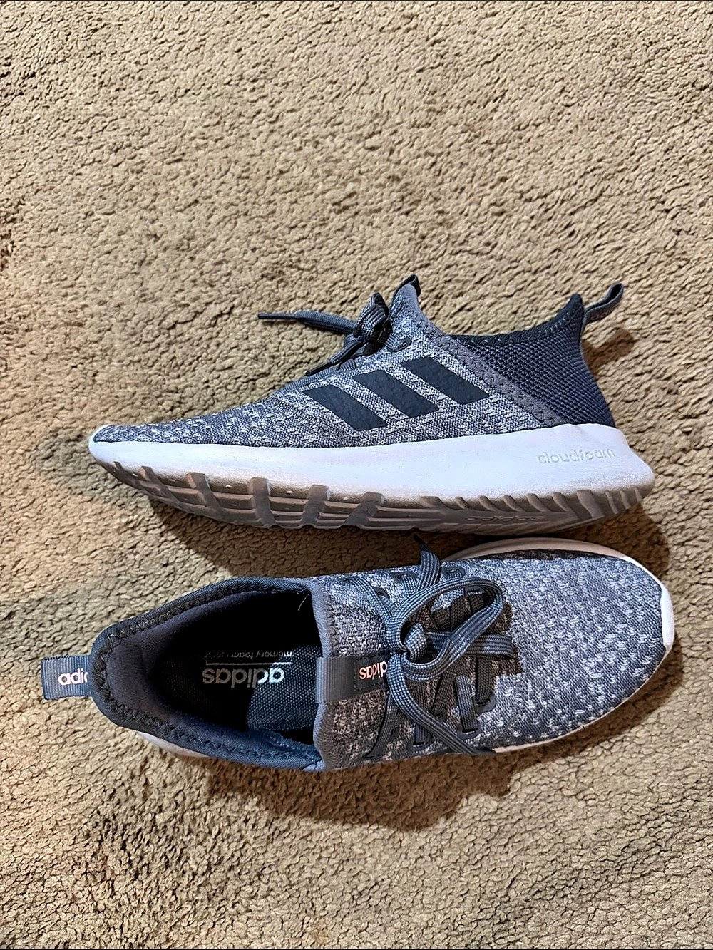adidas Cloudfoam Pure Gray Athletic Shoes US 6